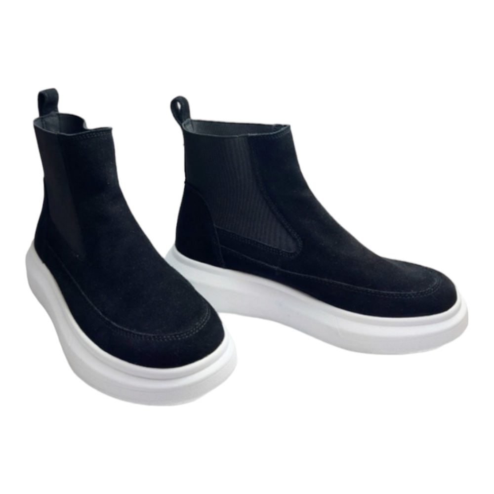 Nurture Atna Rebalance Platform High Top Suede Black Leather Sneaker Shoe 6.5